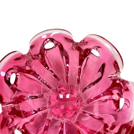 Image 1 of Chřibská pink glass plate, Josef Hospodka, Bohemia vintage, 1960s