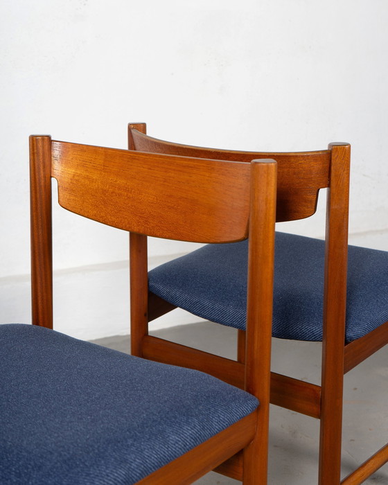 Image 1 of Mid-Century Dining Set by White and Newton Made of Teak and Blue Upholstery