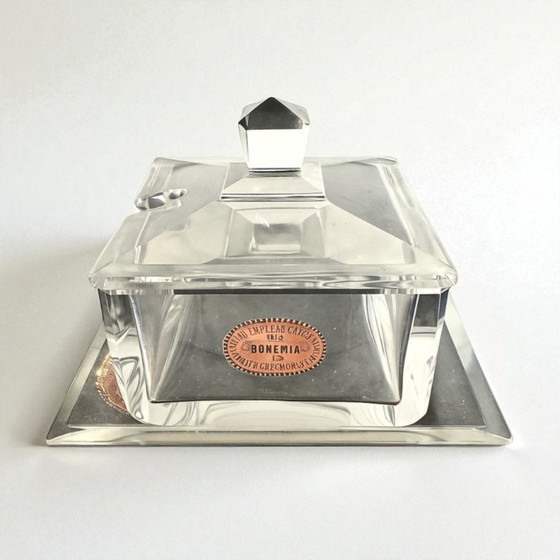 Image 1 of Formaggiera in cristallo di Bohemia in stile Art Deco