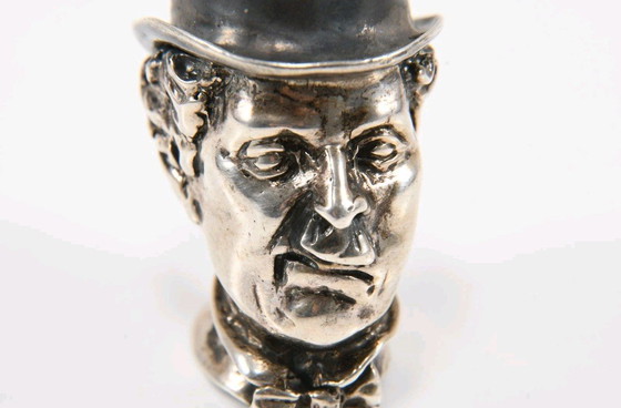 Image 1 of Zilveren 925 Charlie Chaplin-hoofd