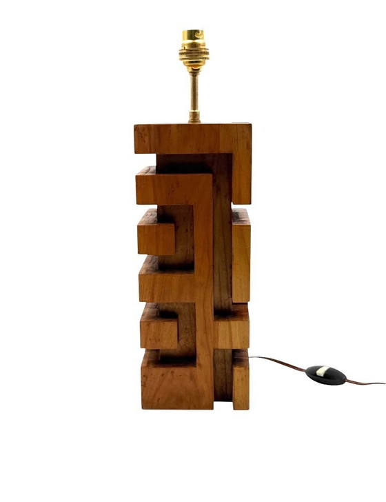 Image 1 of Hollywood-Regency-Tischlampe aus Holz, Frankreich, 1970er Jahre