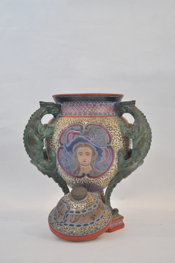 Image 1 of Vaso con coperchio e draghi - Ceramica XX secolo - (rif. 48)