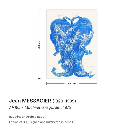 Image 1 of Jean MESSAGIER AP195 - Machine à regarder Signed aquatint 1972