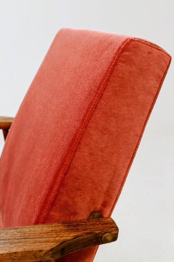 Image 1 of Lounge Chair Vintage Raspberry Opal Velvet Mid Century Design, 1960