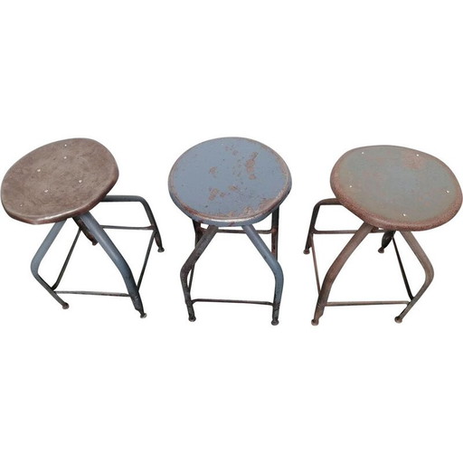 Tabouret d'architecte vintage en métal Flambo