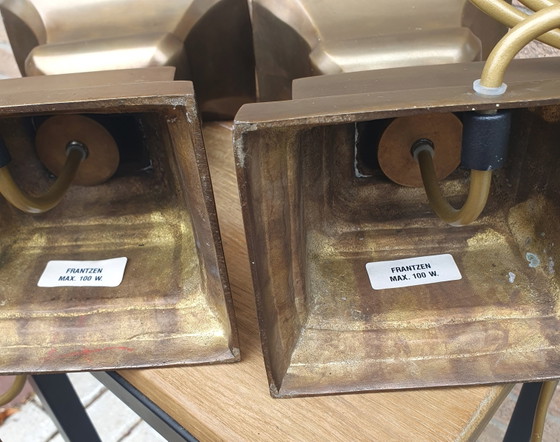 Beautiful Heavy Set Jan Frantzen Brass Table Lamps – Hollywood Regency (H40cm) (photo 4 of 5)