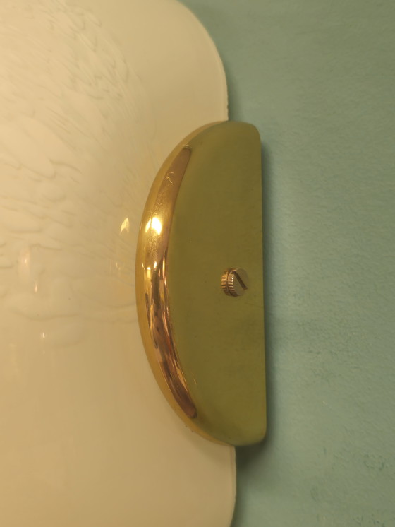 Image 1 of Vintage Murano Wandlamp Plafondlamp Plafonnière Messing Glas