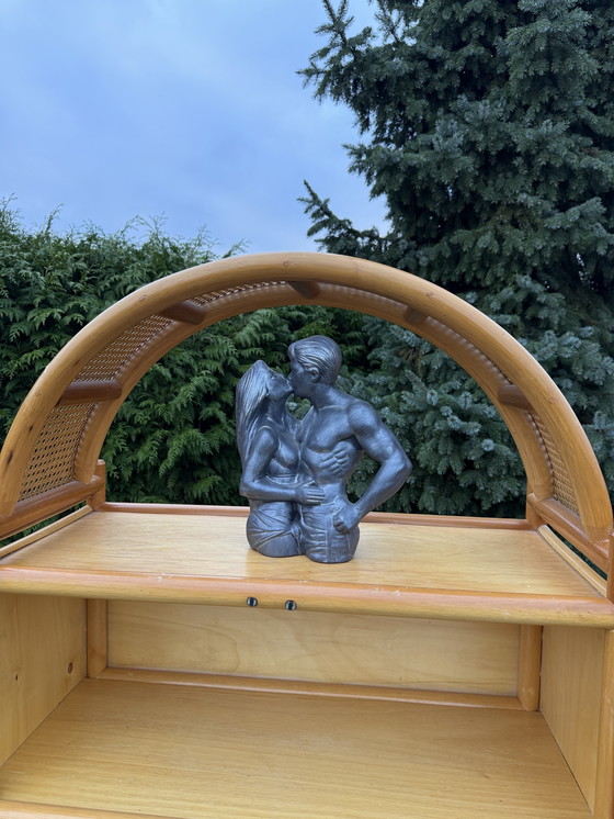 Image 1 of Houten rotan kast vintage boogdesign