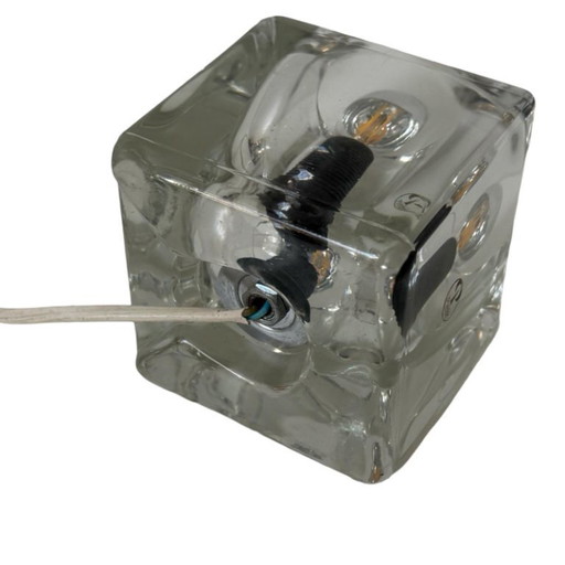 Peill & Putzler - Desk lamp in shape of a glass cube - Space Age / Pop Art Design - Germany - 1970’s (marked, original sticker)