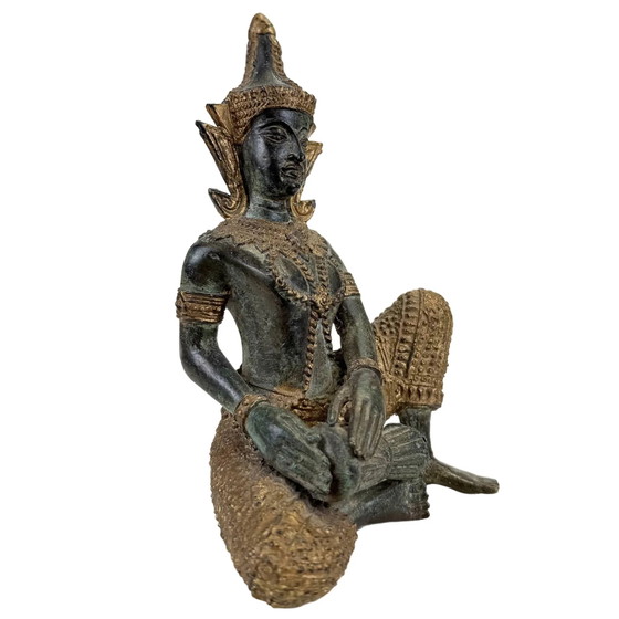 Thaise Bronzen Tempelmuzikanten en Danseres – Set van 4 Beeldhouwkunst – 2.4 kg (photo 8 of 10)