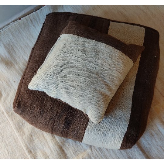 Image 1 of Kelim pouf set, Berber seat cushion with 1 decorative cushion