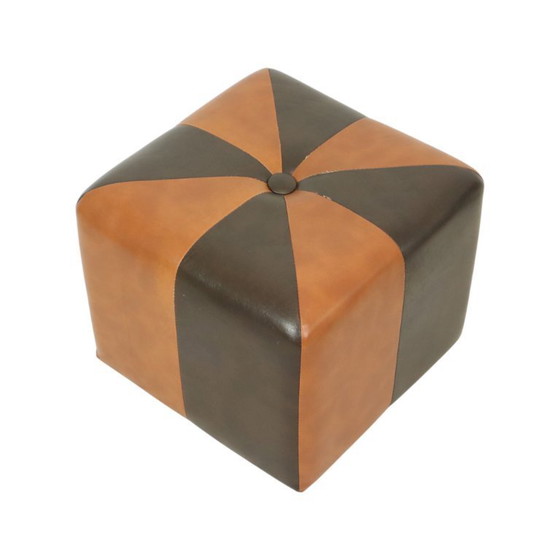 Image 1 of Sgabello quadrato Skai in ecopelle marrone cammello