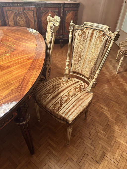 Ensemble de 6 chaises JP Ehalt - Chaises de salle à manger style Louis XIV - Vintage années 70 - Ehalt Meubles Alsace