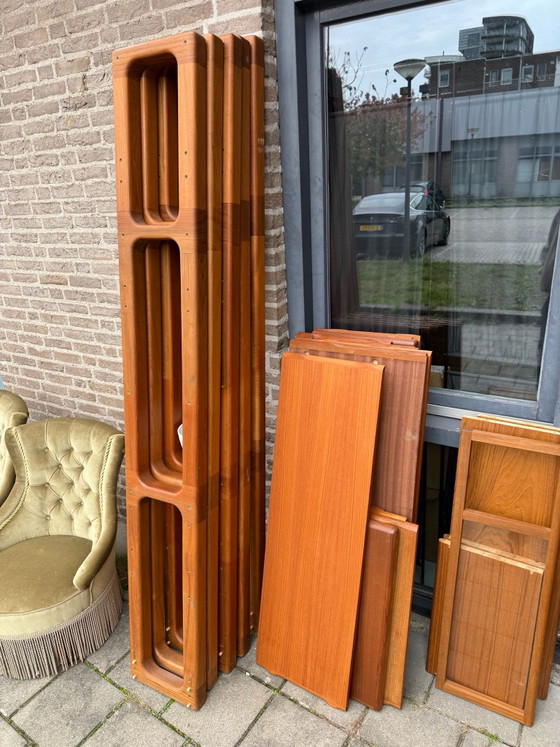 Sistema a parete vintage in teak, Dyrlund anni '80, Armadi a muro, Legno, Marrone (foto 15 di 15)