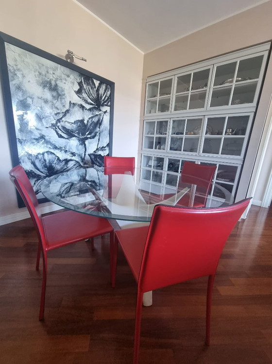 Tavolo Molteni + 4 sedie Ernestomeda – Set da pranzo, Glass, Leather (photo 3 of 5)