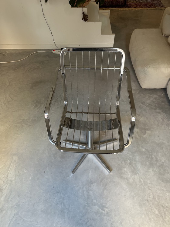 Image 1 of Vintage Chroom Draad/Draaistoel – Italiaans, jaren ’70