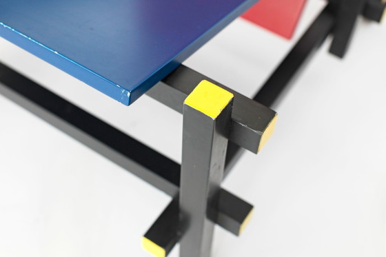 Image 1 of Red-blue chair (without proof) & Schroeder table by Gerrit Rietveld for Cassina, set of 2