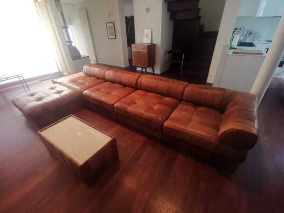 Image 1 of DE SEDE DS 88 modular sofa in cognac patchwork leather