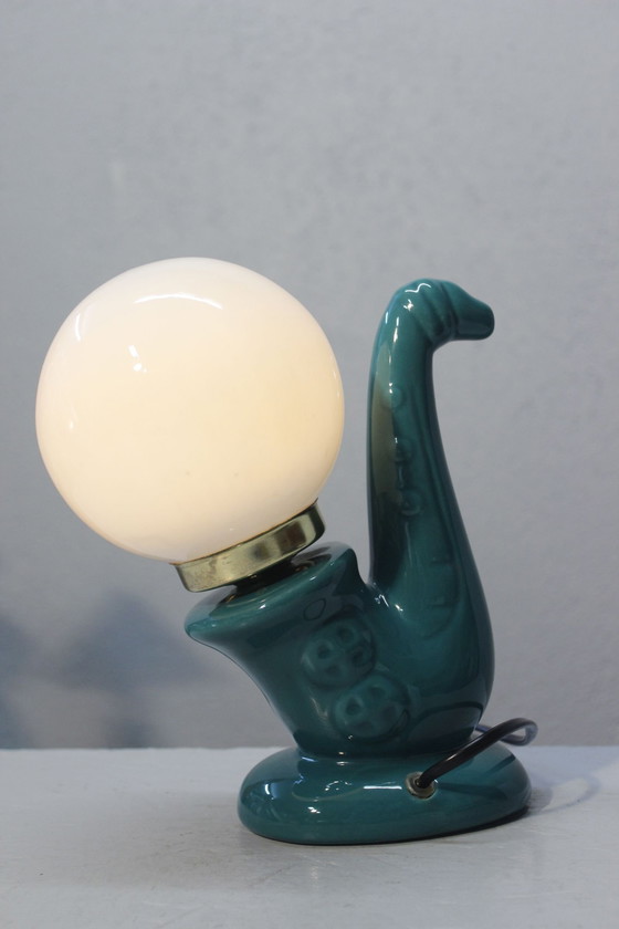 Image 1 of Vintage Saxophone Lamp Ceramic & Opaline Design 1980S