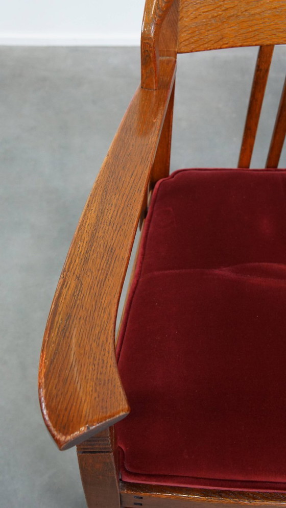 Image 1 of 4 x Jugendstil-Esszimmerstuhl Schuitema mit luxuriöser roter Stoffbespannung