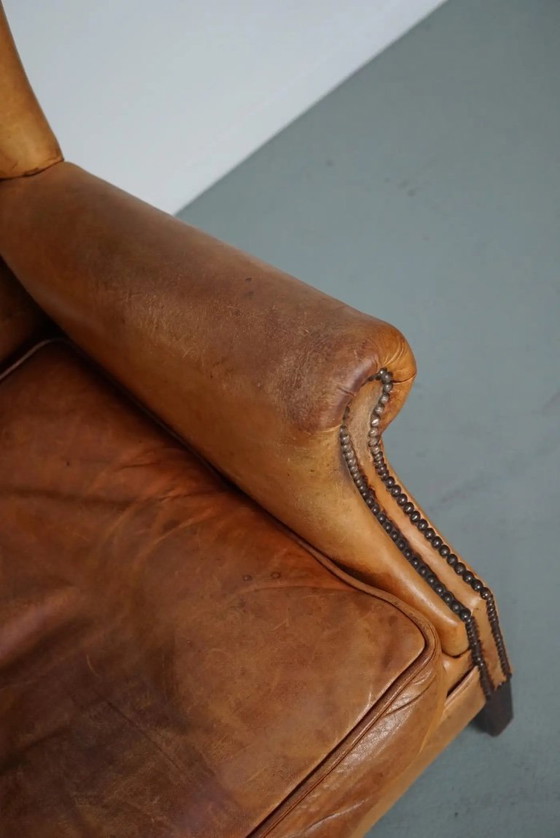 Image 1 of Vintage Nederlandse clubfauteuil van cognackleurig leer