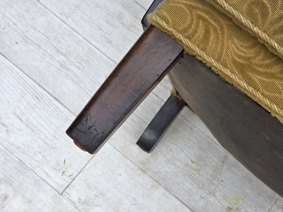 Image 1 of 1960er Jahre, Dänisches Design, Sessel, Originalzustand, Möbelstoff, dunkles Buchenholz.