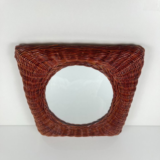 Image 1 of Petit Miroir en osier tressé, 1960