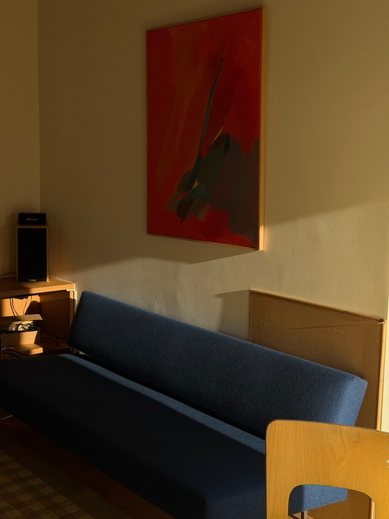 Divano letto Rob Parry per Gelderland, Anni '60, Lana Blu Profondo, Divani modulari (foto 11 di 12)