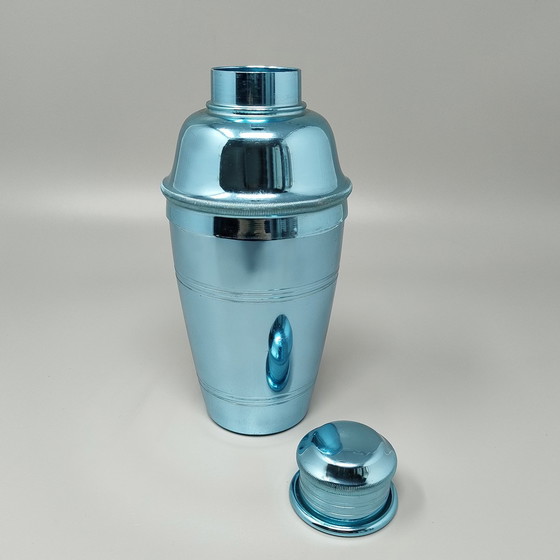 Image 1 of 1960s Gorgeous Light Blue Cocktail Shaker by Lumium in Pure Aluminum. Made in England