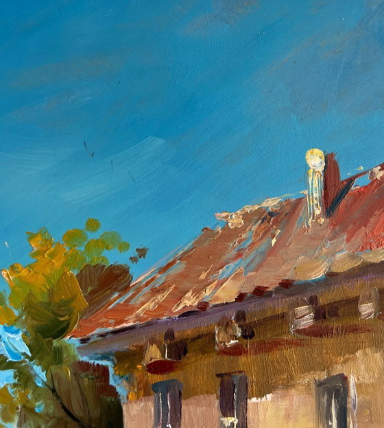 Image 1 of Original Oil Painting Summer Street Landscape Warm wind on the streets