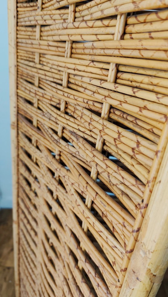 Image 1 of Italian screen in rattan and bamboo from the 60s
