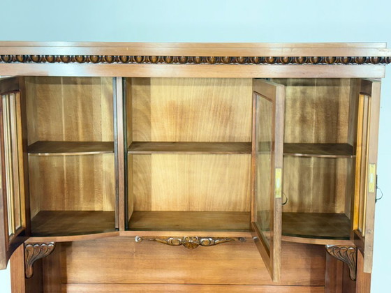 Image 1 of Antik Küchenbuffet um 1900 | Jugendstil Küchenschrank | 2-teilig | Massivholz-Eiche