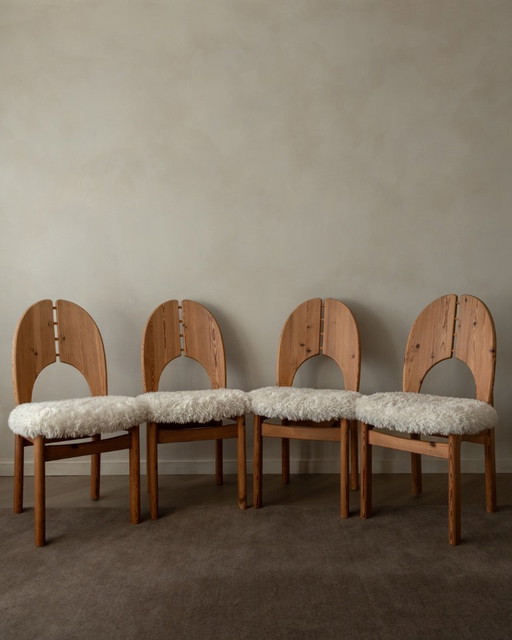 Vintage Deense grenen eetkamerstoelen (set van 4) | Niels Koefoed Stijl | Rustiek Scandinavisch Modern | Jaren 70-80