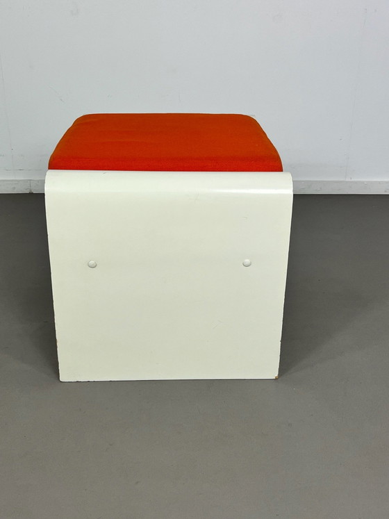 Sgabello design Vintage Space Age anni settanta, Sgabelli, Legno, Tessile, Arancione (foto 3 di 7)