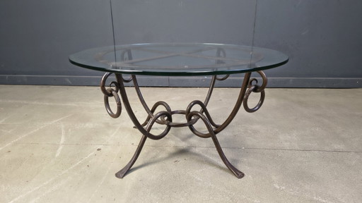 Smeedijzeren salontafel van René Drouet, jaren 1940.