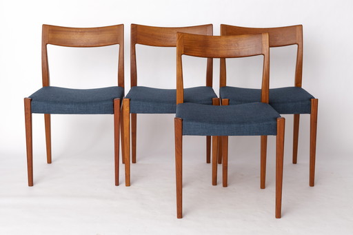 Set of 4 Yngve Ekström Kontiki Chairs | 1960s Swedish Teak | Hugo Troeds | Mid-Century Modern Dining Chairs