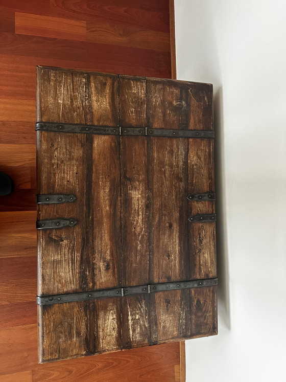 Image 1 of Vintage dekenkist metaal beslag