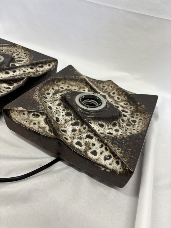 Image 1 of Set vintage di lampade da parete in ceramica a lava grassa PAN Leuchten