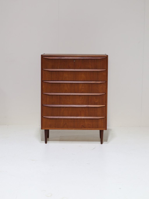 Tall chest of drawers vintage teak Danish 1960s tallboy