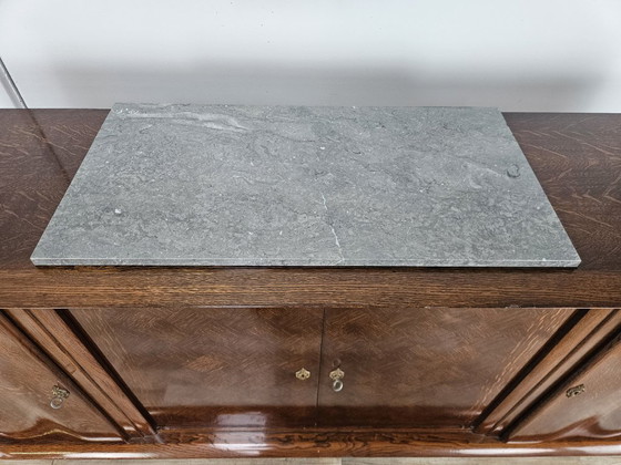 Image 1 of Art Decò oak sideboard for dining room with marble top