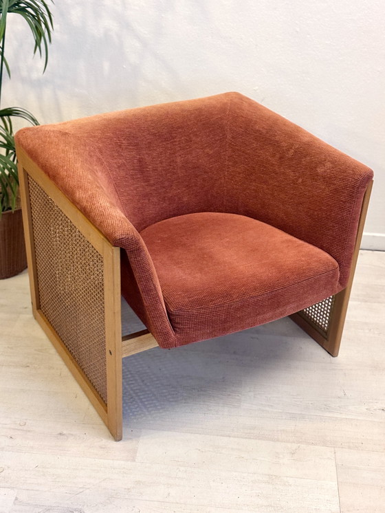 Image 1 of Poltrona vintage in stile boho anni '70 con fettuccia