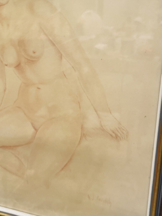 Image 1 of Dibujo Sanguina Mujer Desnuda