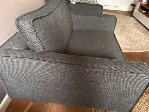 Zweisitzer-Sofa mit Hocker (Anthrazit)