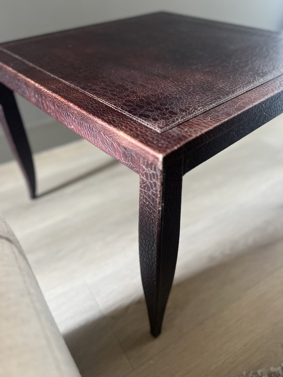 Image 1 of Klassieke leren bijzettafel - aangeschaft bij Mulberry.