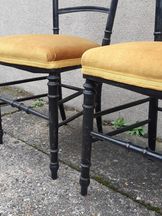 Image 1 of Coppia di sedie Napoleone III in legno annerito