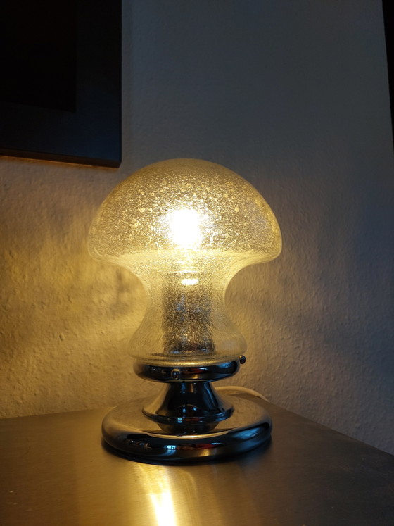 Image 1 of Vintage Mushroom Lamp Neheim Tree Table Lamp Bubble Glass 70s Chrome