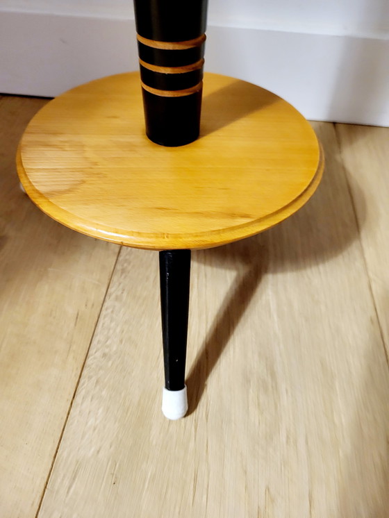 Image 1 of Tripod Vintage Plant Stand Or Table With 2 Shelves