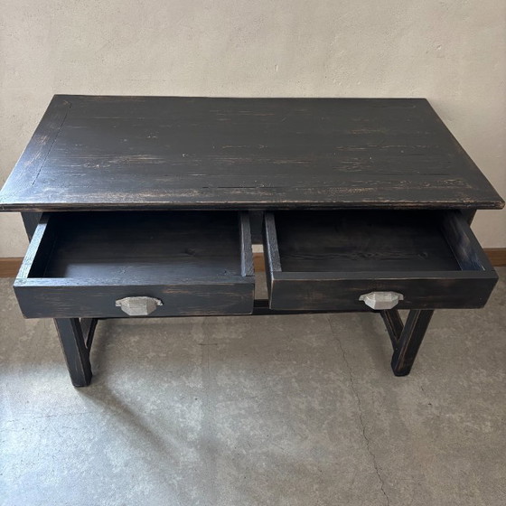 Image 1 of Black table with 2 drawers