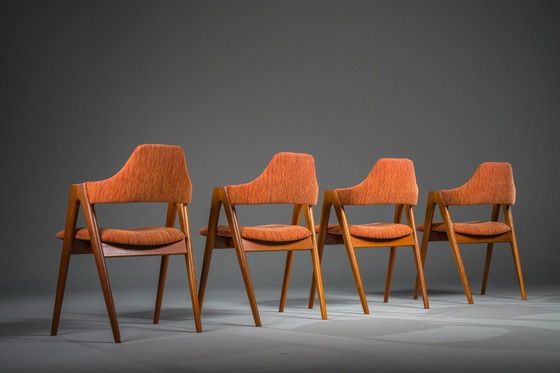 Image 1 of Dänische Kompass-Esszimmerstühle von Kai Kristiansen, 1960er Jahre, Satz 4
