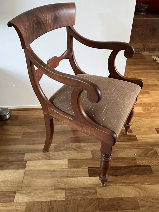 Sillón Regency antiguo de caoba – fauteuils, Textile, Wood (photo 2 of 5)